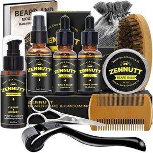 Beard Kit,Beard Grooming Kit for Men Gifts W/2 Pack Beard Oil,Brush,Serum,Wash